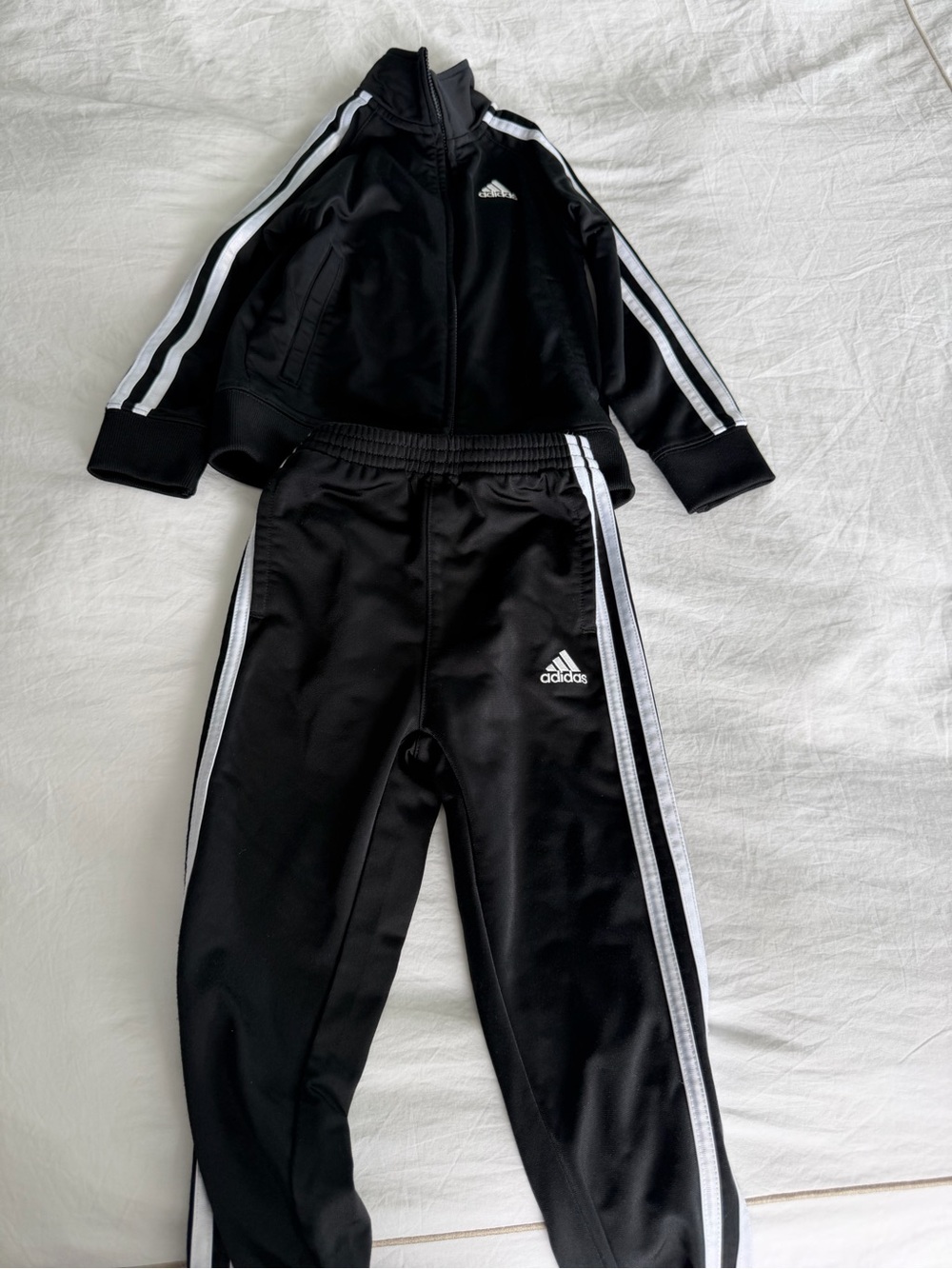 adidas Kids Black Track Joggers with White Stripes